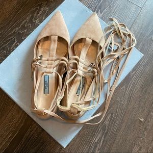 Prada pointed toe straps flats